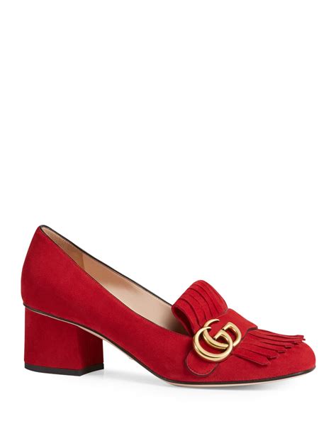 gucci marmont gg red block-heel pumps size 38.5|Gucci Marmont Shoes .